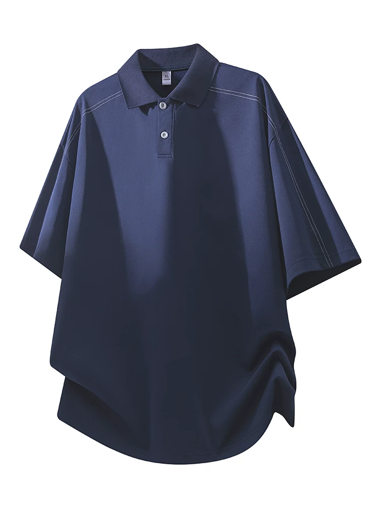 Áo thun ngắn tay kiểu Mỹ thời trang của Jeanswest dành cho nam, kiểu dáng rộng rãi mùa xuân hè, áo polo đen thường ngày.