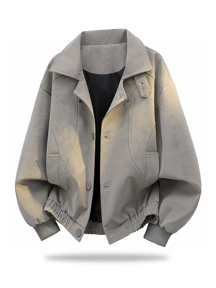 Áo khoác da phong cách retro Mỹ của Jeanswest dành cho nam, mùa xuân thu, áo khoác ngoài cao cấp, rộng rãi, thoải mái, cá tính.