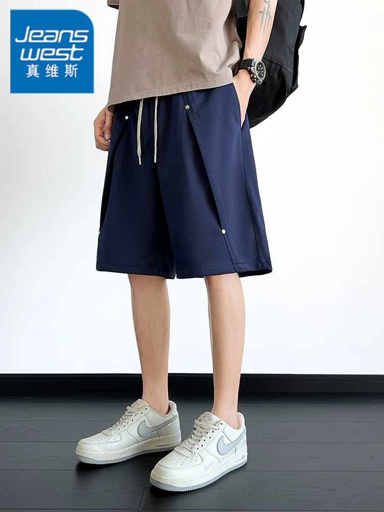 Quần short năm phần chất liệu lụa băng thoáng khí thân thiện với da của Jeanswest dành cho nam, quần short thể thao mỏng mát cao cấp mùa hè.