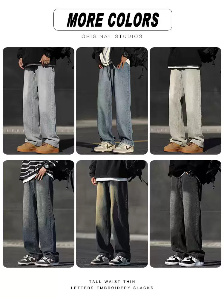 Quần jeans nam Jeanswest 2026 kiểu Mỹ mới, phong cách casual, xu hướng xuân thu, dáng rộng ống thẳng, retro, dài.