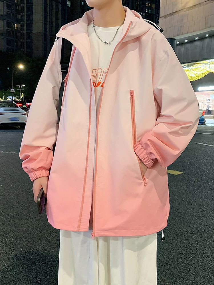 Áo khoác Jeanswest Gradient dành cho nam, mùa xuân thu, thương hiệu thời thượng, cảm giác cao cấp, dáng rộng, áo khoác có mũ, áo khoác ngoài nam.