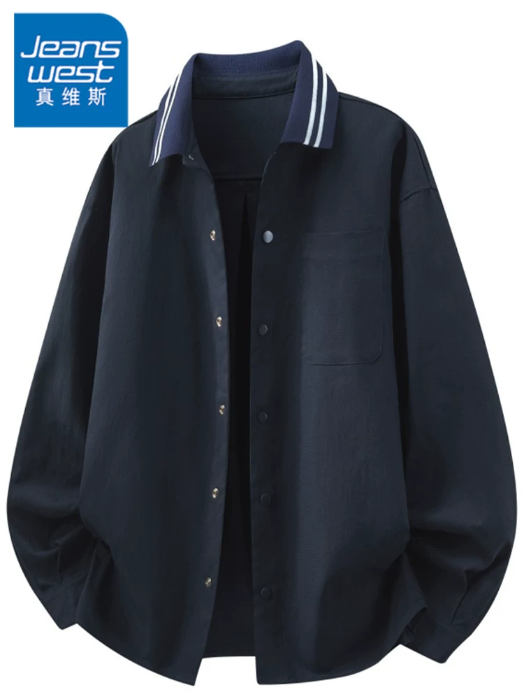Áo khoác nam Jeanswest 2026 kiểu Mỹ phối màu, dáng rộng, phong cách casual đa năng, thời trang, dành cho mùa xuân và mùa thu.