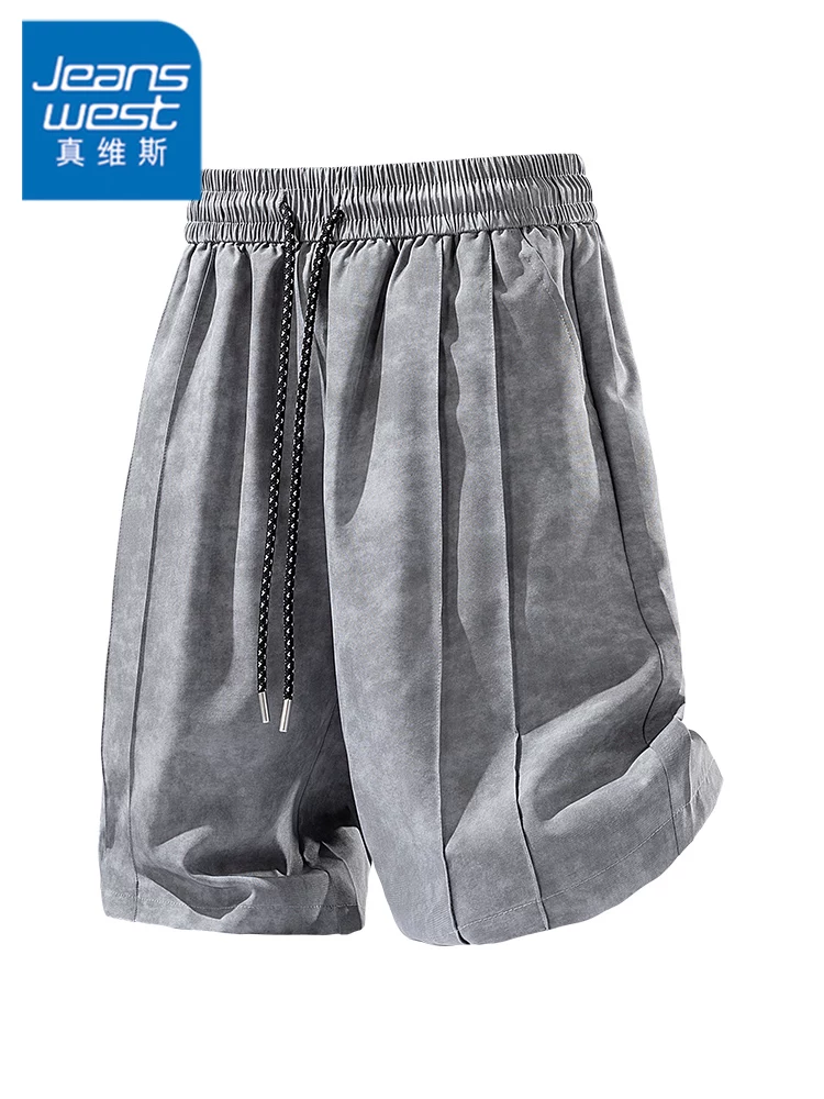 Quần short dây rút thông thường nhuộm màu tie-dye của Jeanswest dành cho nam, thương hiệu thời thượng cao cấp mùa hè, quần năm điểm dáng rộng sành điệu.