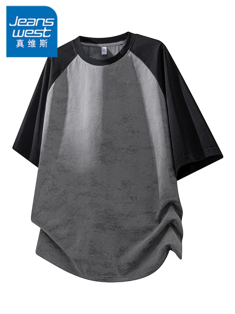 Áo thun ngắn tay phối màu phong cách Mỹ của Jeanswest dành cho nam, mùa xuân hè, cảm giác cao cấp, áo kiểu dáng rộng rãi, hợp thời trang, thương hiệu thời thượng.