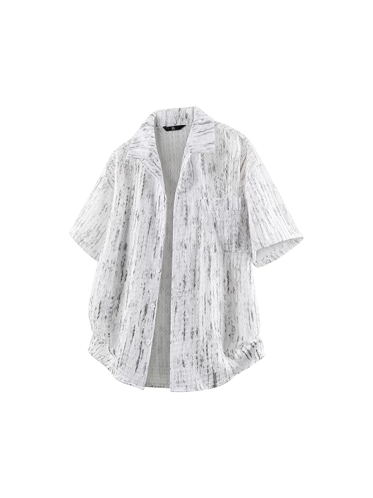 Áo sơ mi nam tay ngắn cổ trụ nhuộm tie-dye Jeanswest 2026, kiểu dáng rộng rãi, mùa xuân hè, phong cách thường ngày