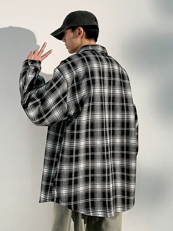 Áo sơ mi kẻ sọc phong cách Mỹ của Jeanswest dành cho nam, áo khoác sơ mi dài tay phong cách retro đa năng hợp thời trang mùa thu đông.