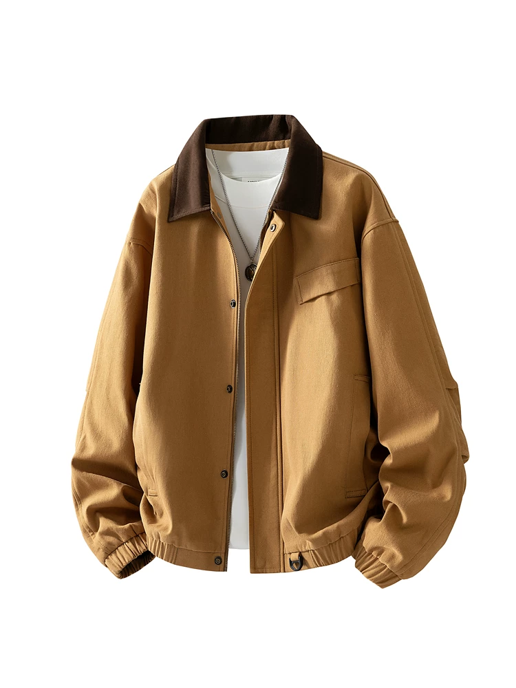 Áo khoác nam kiểu Mỹ thời thượng của thương hiệu Jeanswest, dành cho mùa xuân thu, cảm giác cao cấp, áo khoác đen rộng rãi, thoải mái, đa năng.