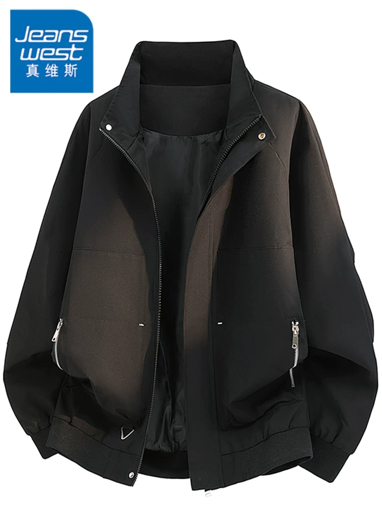 Áo khoác nam Jeanswest 2026 kiểu Mỹ thời thượng, cổ đứng, chất liệu gió, dáng rộng, mát mẻ, thích hợp cho mùa xuân và mùa thu.