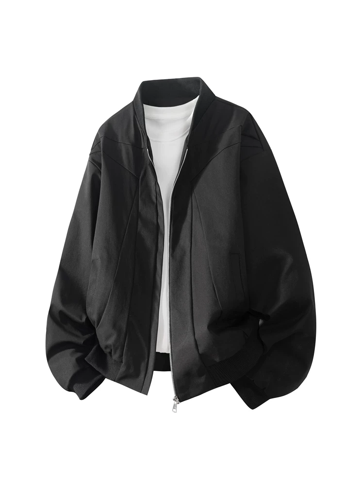 Áo khoác cổ bóng chày màu trơn phong cách Mỹ của Jeanswest dành cho nam, áo khoác ngoài rộng rãi đa năng, thương hiệu thời thượng cao cấp.
