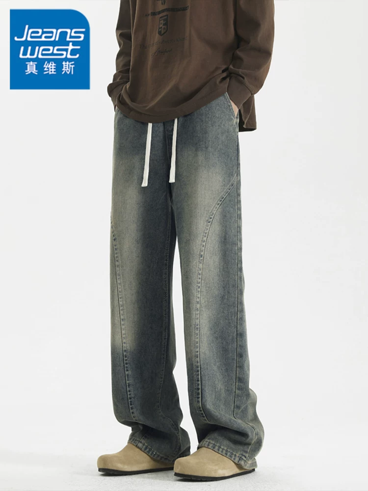 Quần jeans ống đứng phong cách retro Mỹ của Jeanswest dành cho nam, mùa xuân thu, quần dài dáng rộng thời trang cao cấp.