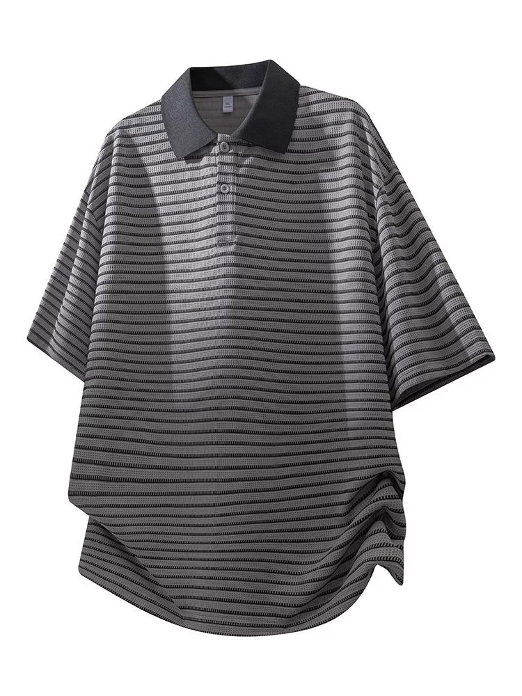 Áo thun polo sọc Jeanswest nam mùa hè dáng rộng cao cấp thoáng khí thân thiện với làn da tay ngắn