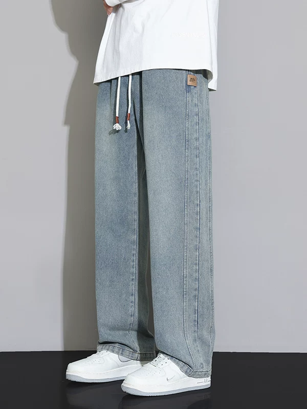 Quần jeans ống đứng dáng rộng phong cách retro dành cho nam, mẫu mới xuân thu 2026, kiểu Mỹ đa năng, quần dài thường ngày.