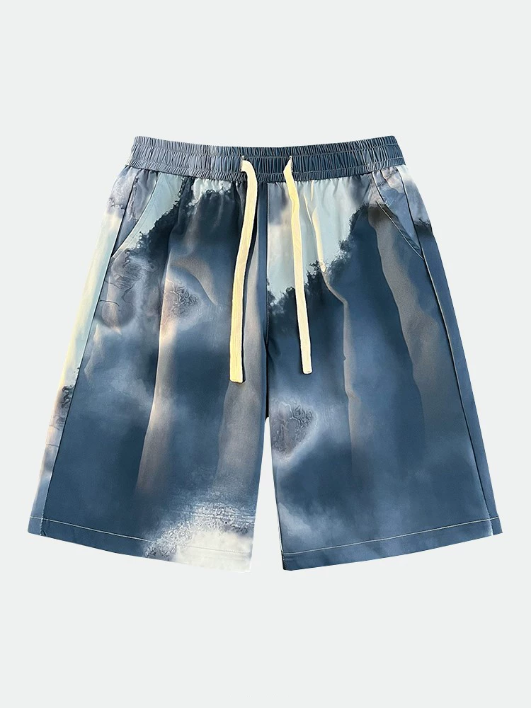 Quần short màu hồng dopamine của Jeanswest dành cho nam, kiểu dáng mỏng mùa hè, kiểu dáng thẳng hợp thời trang, quần short năm điểm phối màu kiểu Mỹ.