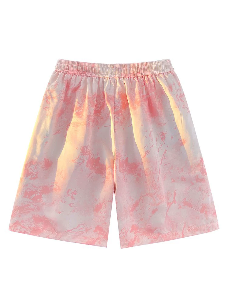 Quần short lụa băng màu hồng nhạt của Jeanswest dành cho nam, thương hiệu thời trang mới mùa hè, quần short năm điểm rộng rãi, nhanh khô dành cho cặp đôi.