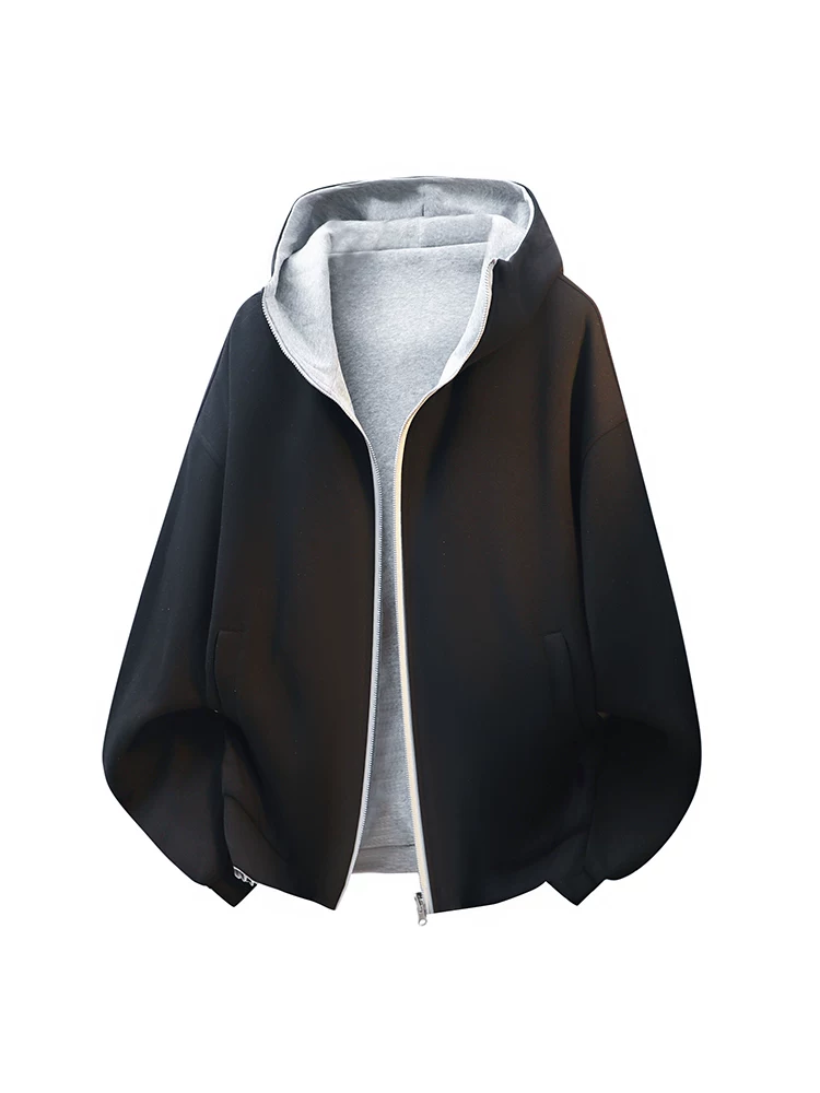 Áo nỉ có mũ hai mặt kiểu Mỹ của Jeanswest dành cho nam, áo thun cao cấp thương hiệu thời trang rộng rãi, phong cách thường ngày mùa xuân thu.