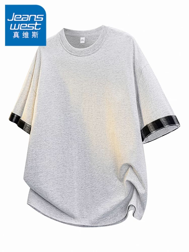 Áo thun nam kiểu Mỹ phối màu của Jeanswest, áo thun ngắn tay cao cấp, rộng rãi, thoáng khí, thân thiện với làn da, đa năng cho mùa hè.