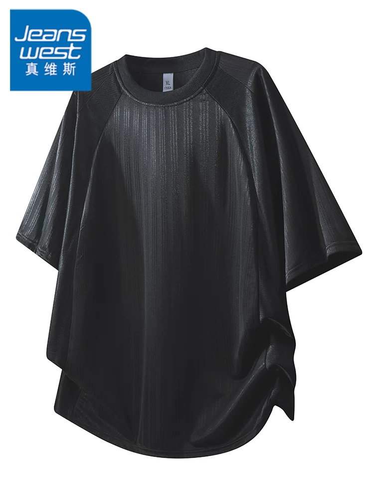 Áo thun ngắn tay cổ tròn kiểu Mỹ của Jeanswest dành cho nam, áo thun dáng rộng, thoáng khí, thương hiệu thời trang cao cấp mùa xuân hè.