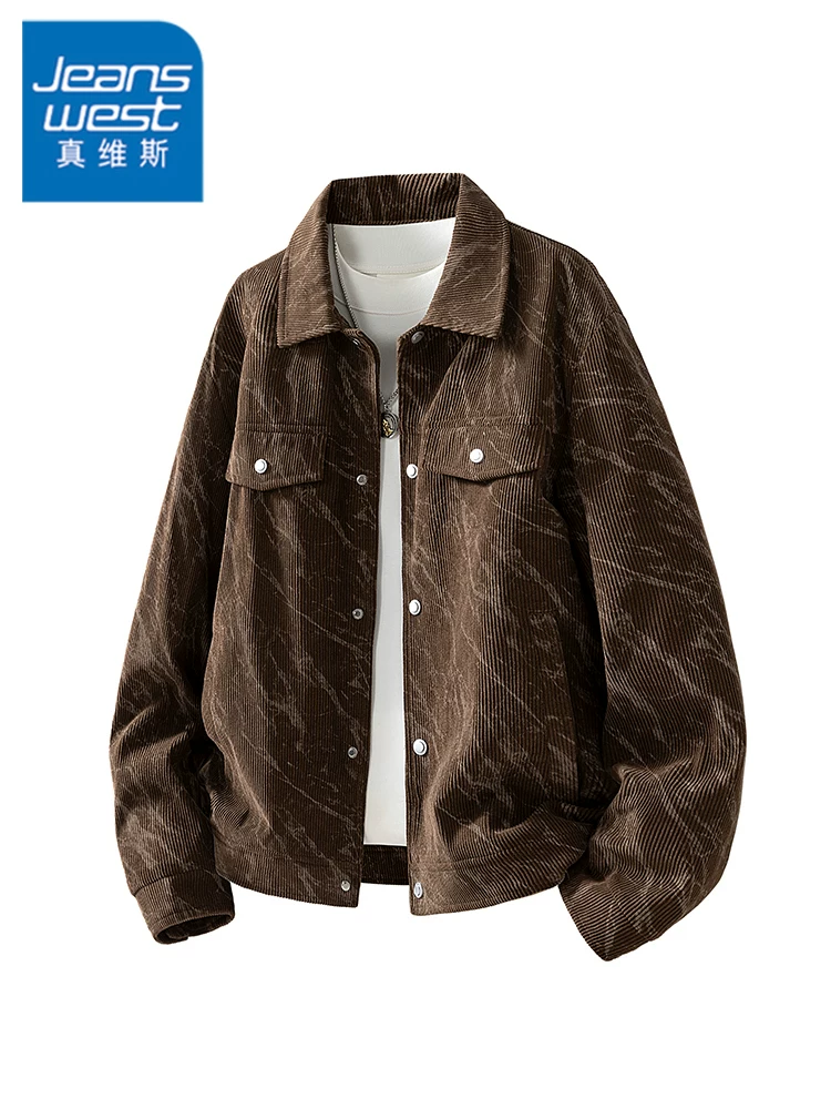 Áo khoác nam chất liệu corduroy cổ điển của Jeanswest, kiểu dáng mới xuân thu 2026, thương hiệu thời thượng cao cấp.