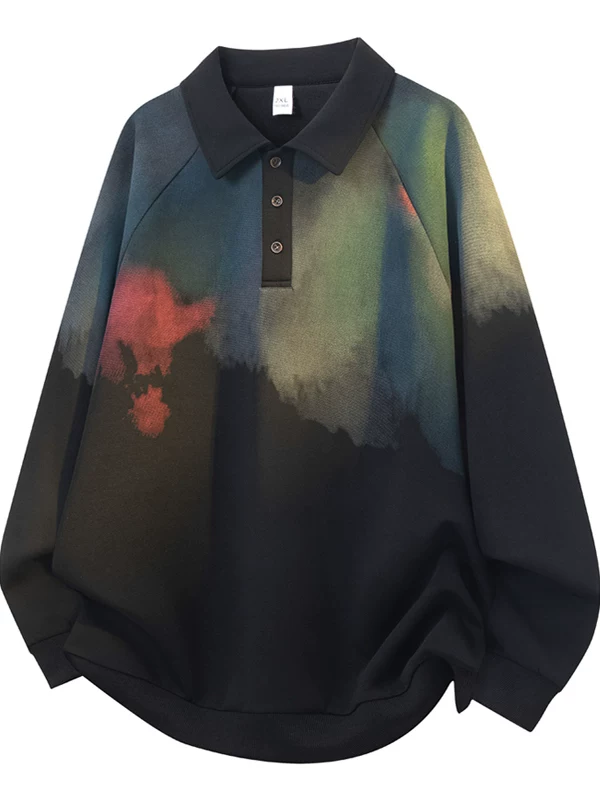 Áo sweatshirt nam Jeanswest phong cách Mỹ cổ điển, phối màu tie-dye, cổ trụ, dáng rộng, đa năng, tay dài, mẫu mới thu 2025