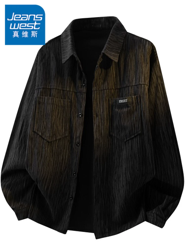 Áo sơ mi nam kiểu Mỹ của Jeanswest, phong cách thường ngày, mùa xuân thu, dáng rộng cao cấp, áo khoác thương hiệu thời trang sành điệu và đa năng.