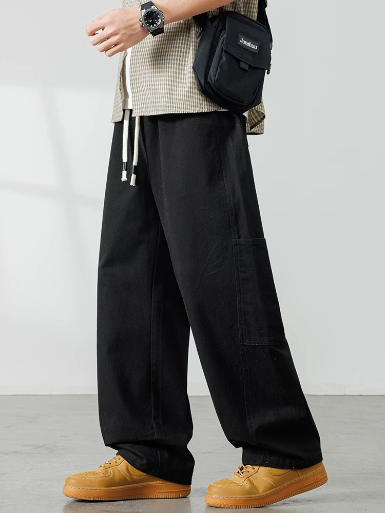 Quần dài ống rộng chất liệu cotton nguyên chất phong cách Mỹ của Jeanswest dành cho nam, quần dài ống đứng thời trang cao cấp mới mùa xuân thu.