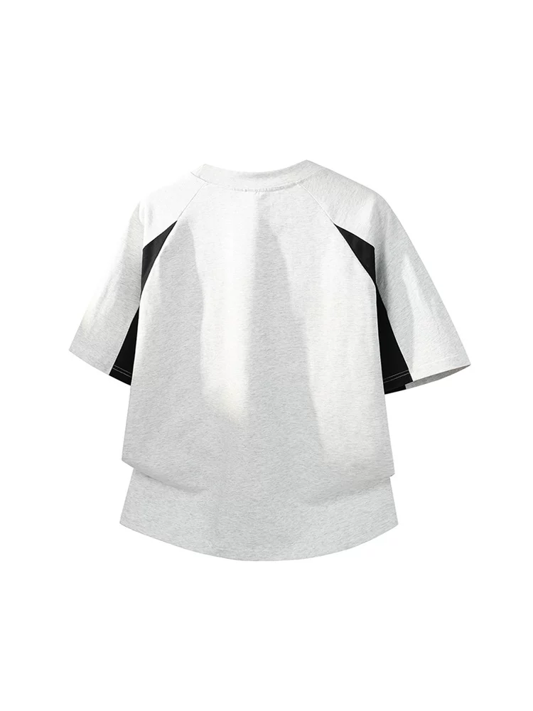 Áo thun nam Jeanswest kiểu Mỹ phối màu, 100% cotton nguyên chất, dáng rộng mùa hè, cảm giác cao cấp, thoáng khí, thân thiện với làn da, tay ngắn.