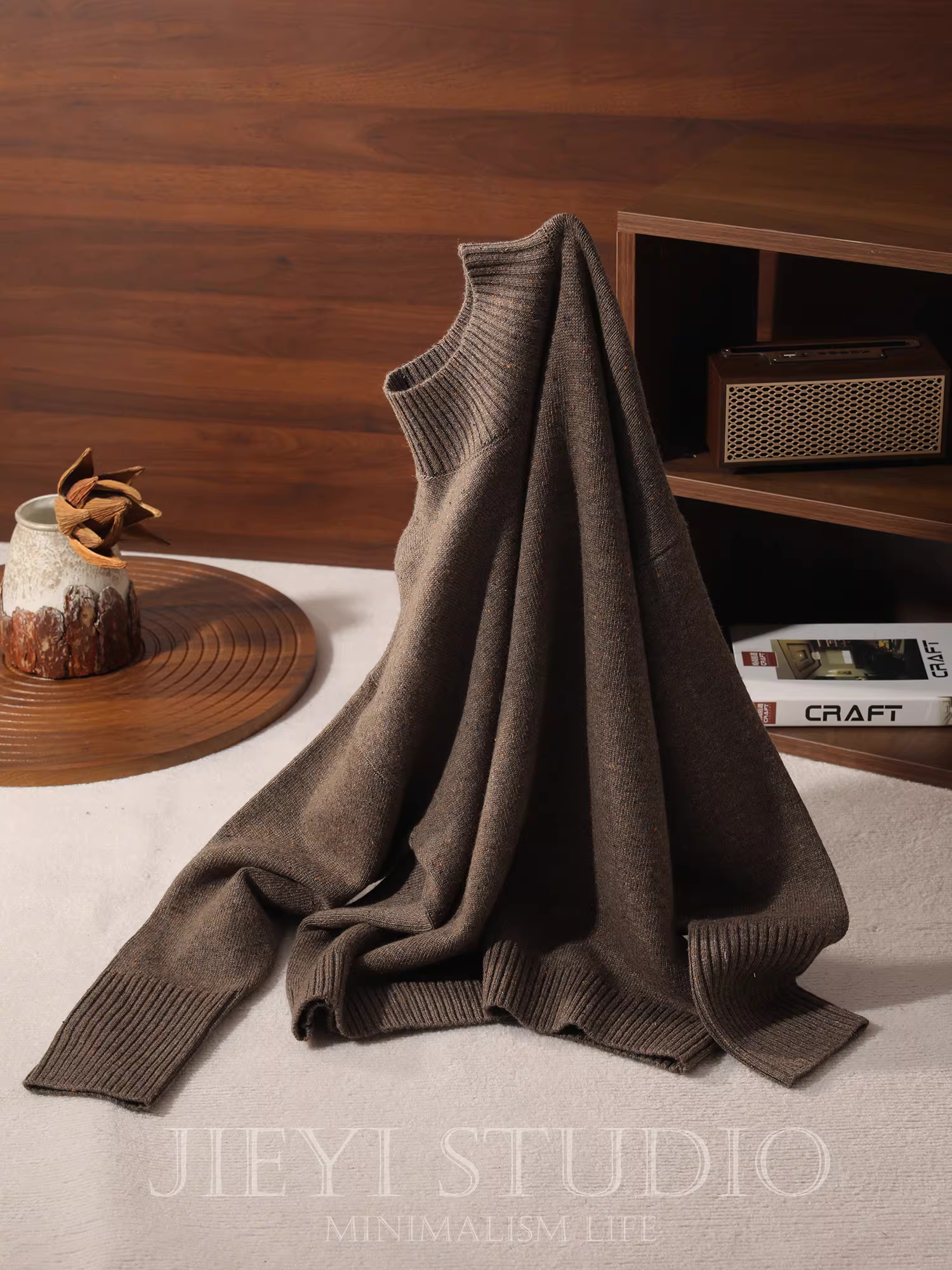 Áo len cao cấp JIEYI phối màu sặc sỡ, thời trang, kiểu dáng công sở, cổ đứng nhỏ, phong cách retro dành cho nam