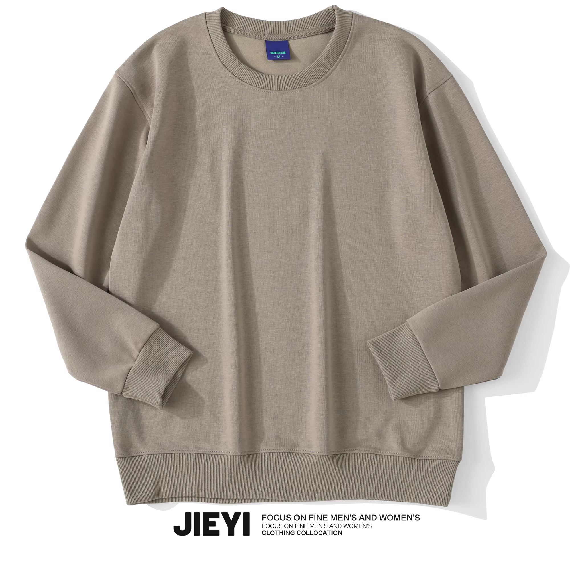 Jieyi Mùa Đông Mới Áo Nỉ Lót Lông Cừu Nhung Mỏng Nam Ấm Áp Màu Kaki Phong Cách Nhật Bản Đa Năng Màu Trơn Hàng Đầu