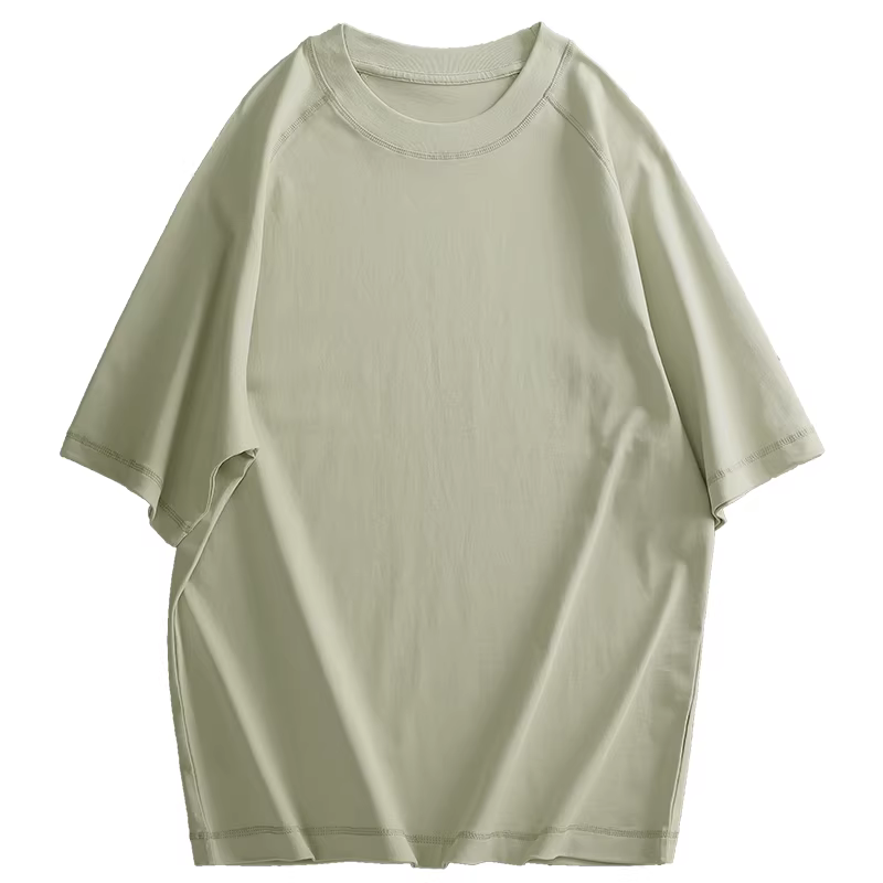 Áo thun cotton cổ điển tay ngắn chất liệu cotton 100%, tay raglan, kiểu dáng đơn giản, chất dày 300g, form rộng dành cho nam