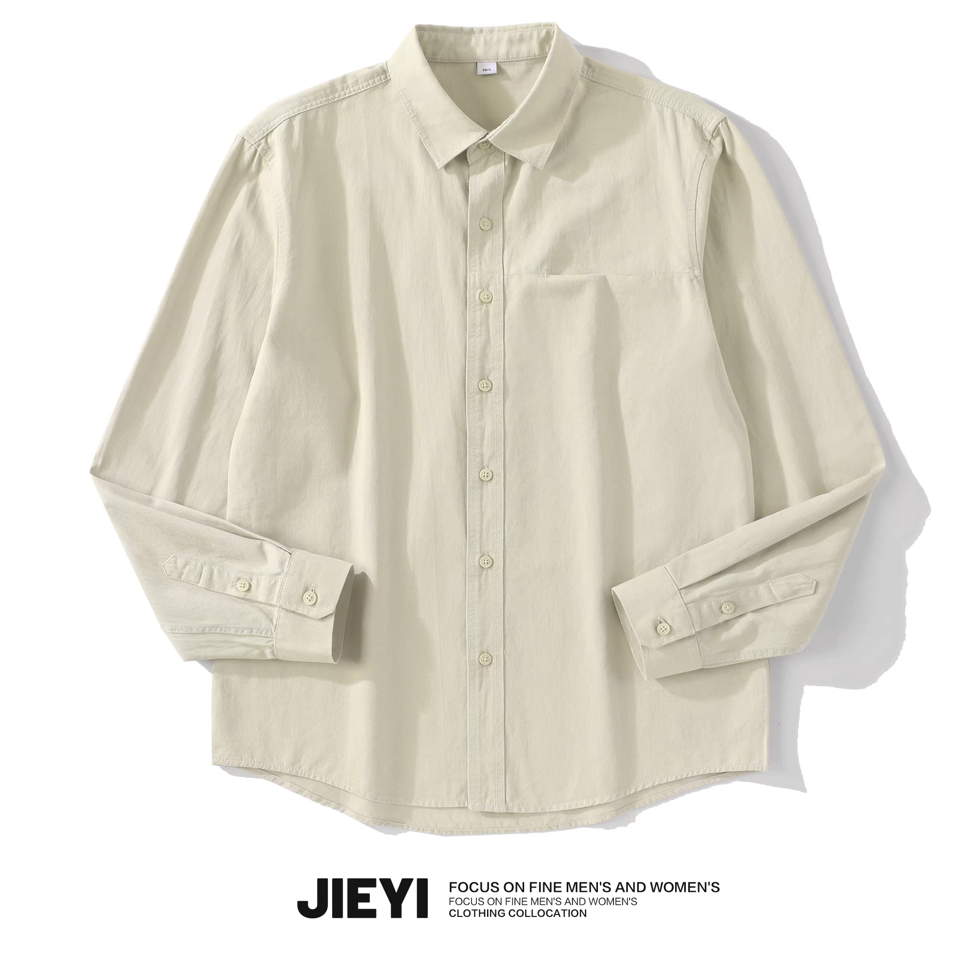 Áo sơ mi dài tay JIEYI 2025 chất liệu cotton nguyên chất, thân thiện với da, đa năng dành cho nam giới, trẻ trung, đơn giản, màu trơn, phong cách thường ngày, có thể mặc một mình hoặc làm lớp áo ngoài.