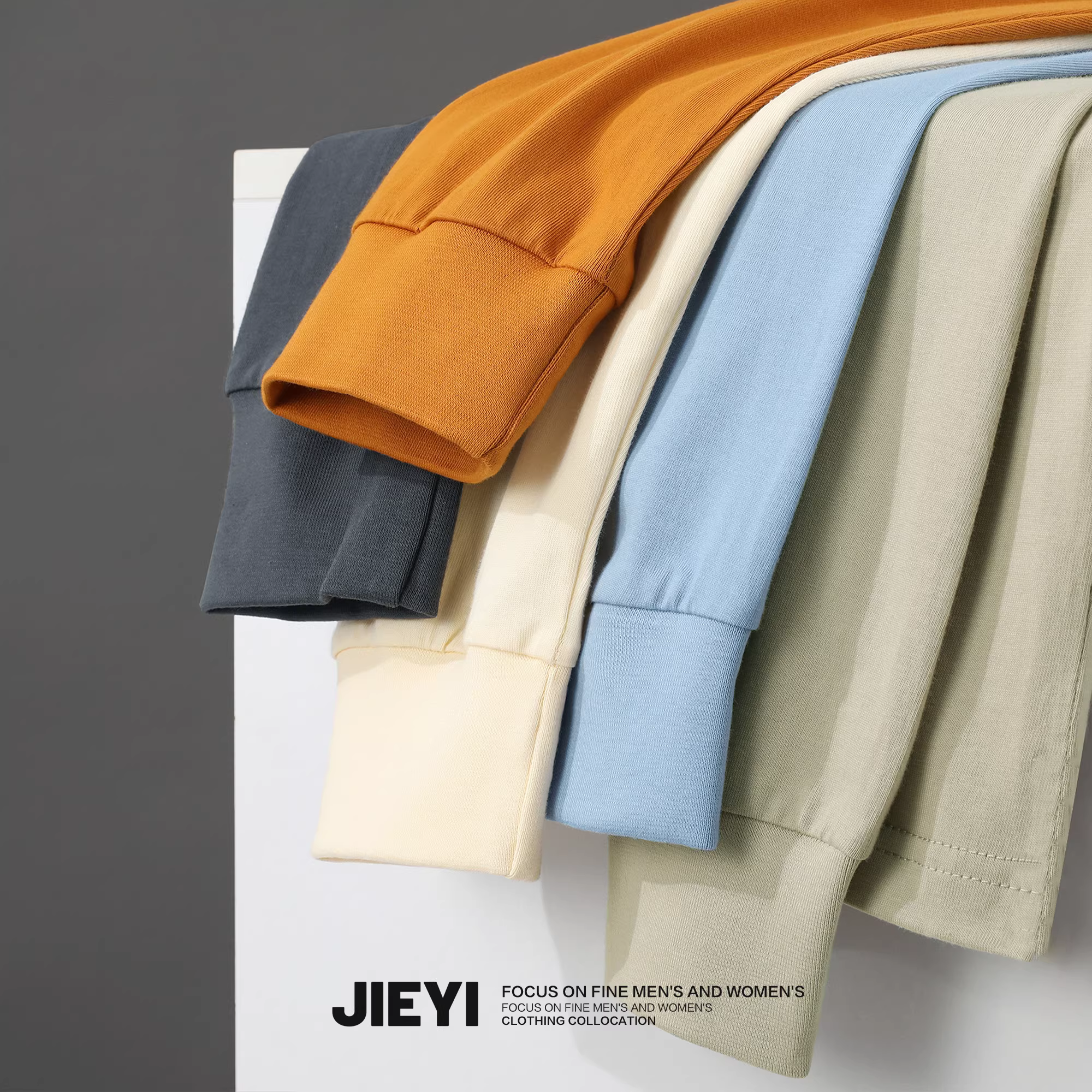 Áo thun cotton trơn đa năng JIEYI 2025 tay dài, cổ tròn, mặc trong hoặc ngoài, kiểu trẻ trung dành cho nam