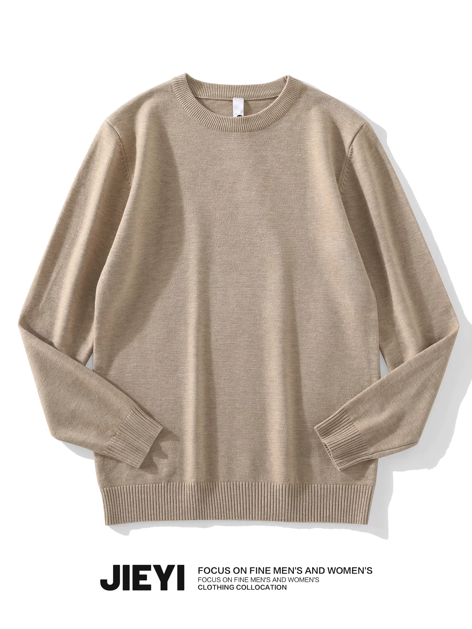 Áo len nam Jieyi màu trơn đa năng, kiểu dáng ôm body, chất liệu dệt kim Pháp, cổ tròn, thích hợp làm áo lót mùa đông.