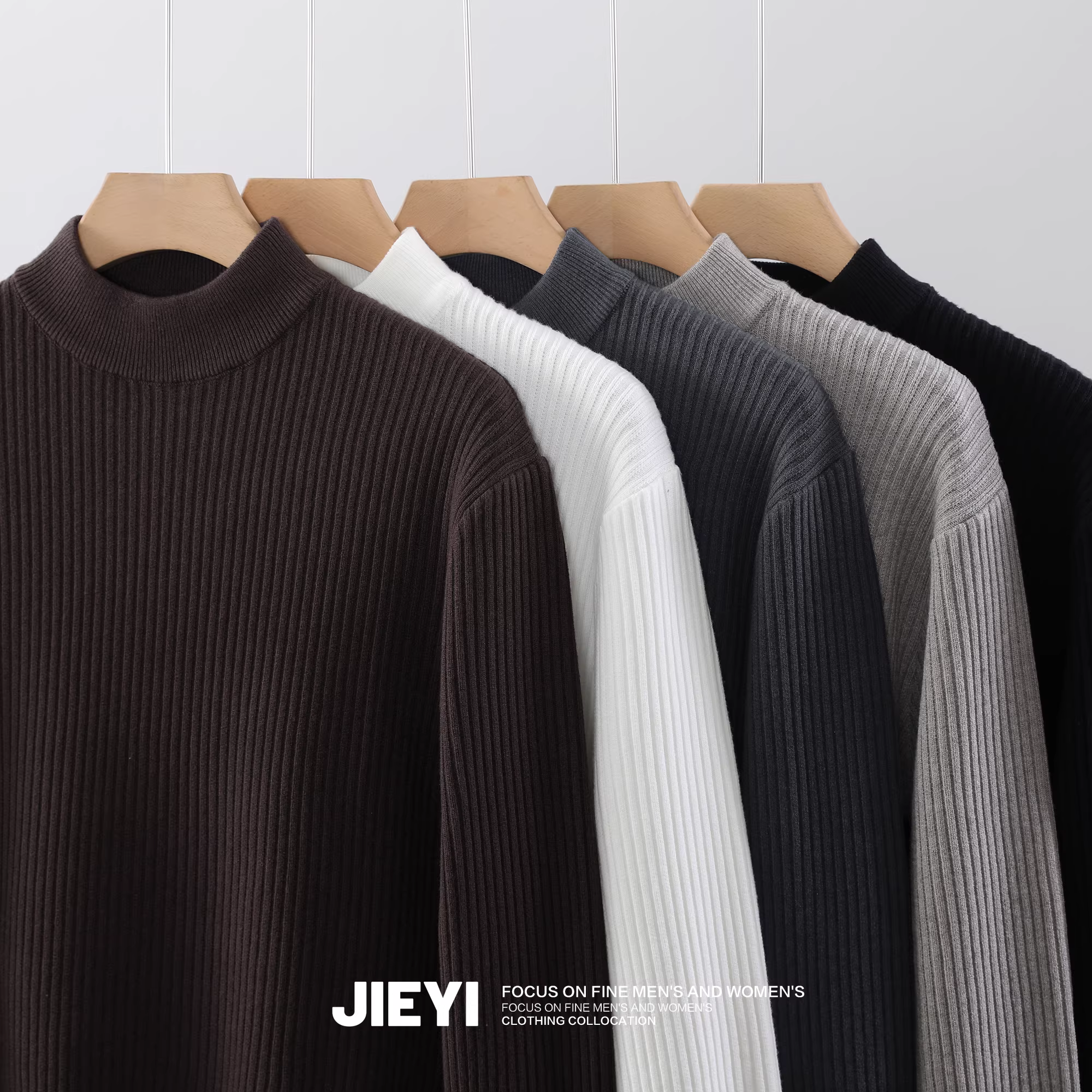 Áo len cổ lọ nửa cao Jacquard dành cho nam, phong cách thường ngày mùa đông, lớp trong thời thượng, chất liệu dệt kim ấm áp.