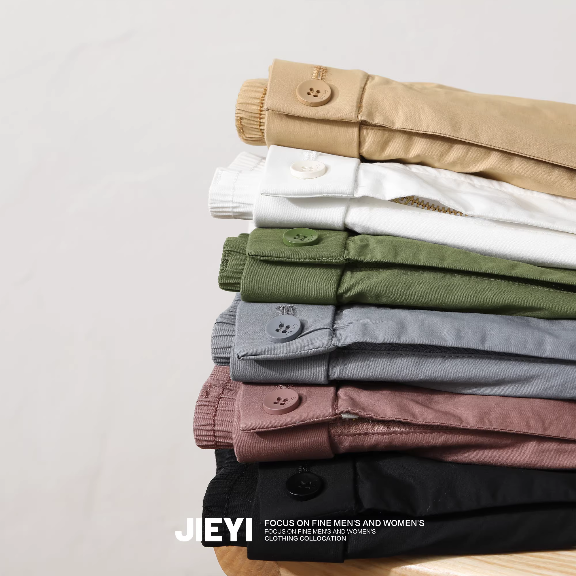 Quần short nam JIEYI phong cách Nhật Bản, màu trơn cổ điển, kiểu dáng retro, chất liệu washed, lưng thun bán co giãn, dài ngang đùi, năm 2025