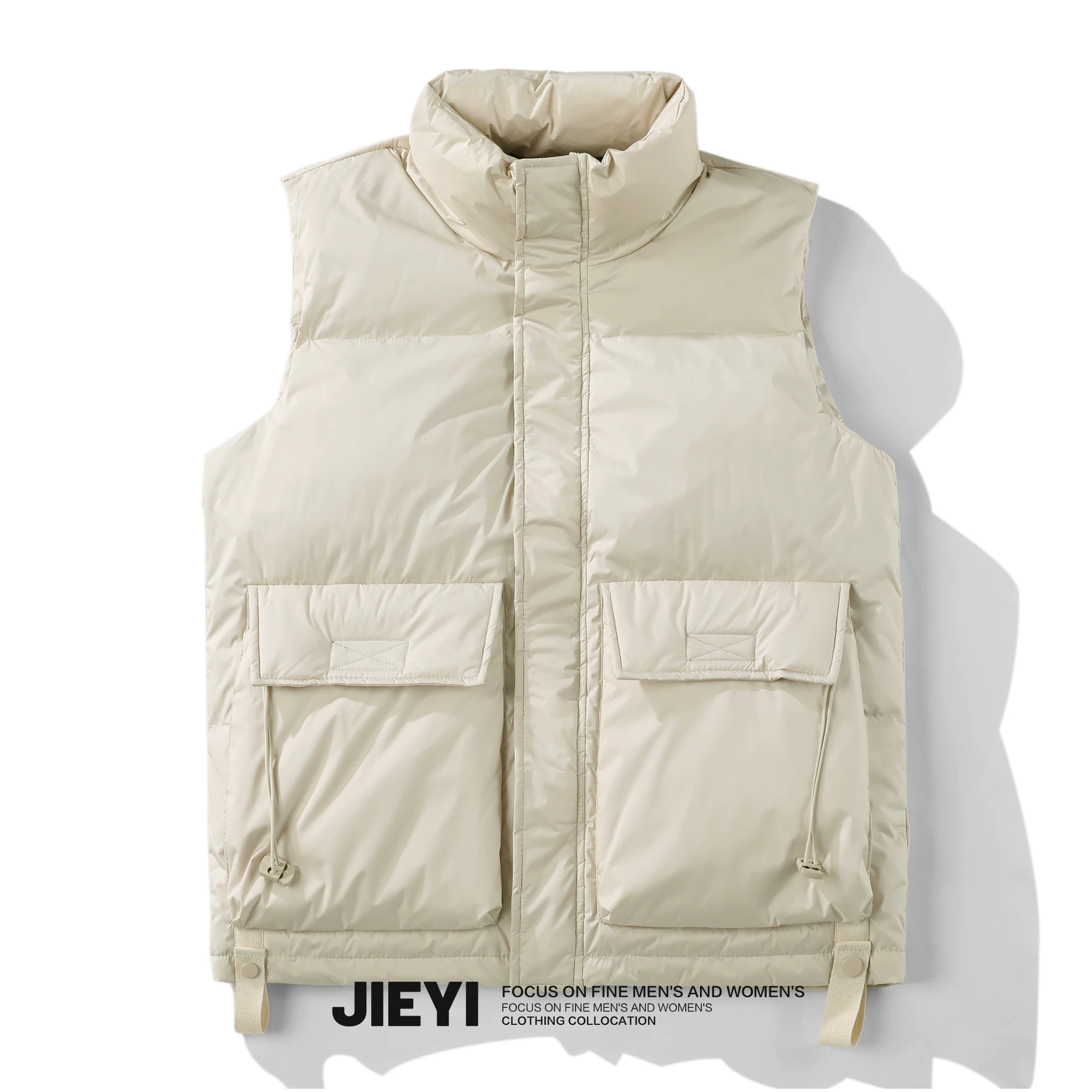 JIEYI phong cách đơn giản và thanh lịch, mang lại cảm giác cao cấp, áo vest cổ đứng, áo vest nam màu trơn phong cách Nhật Bản thời thượng và hợp xu hướng.