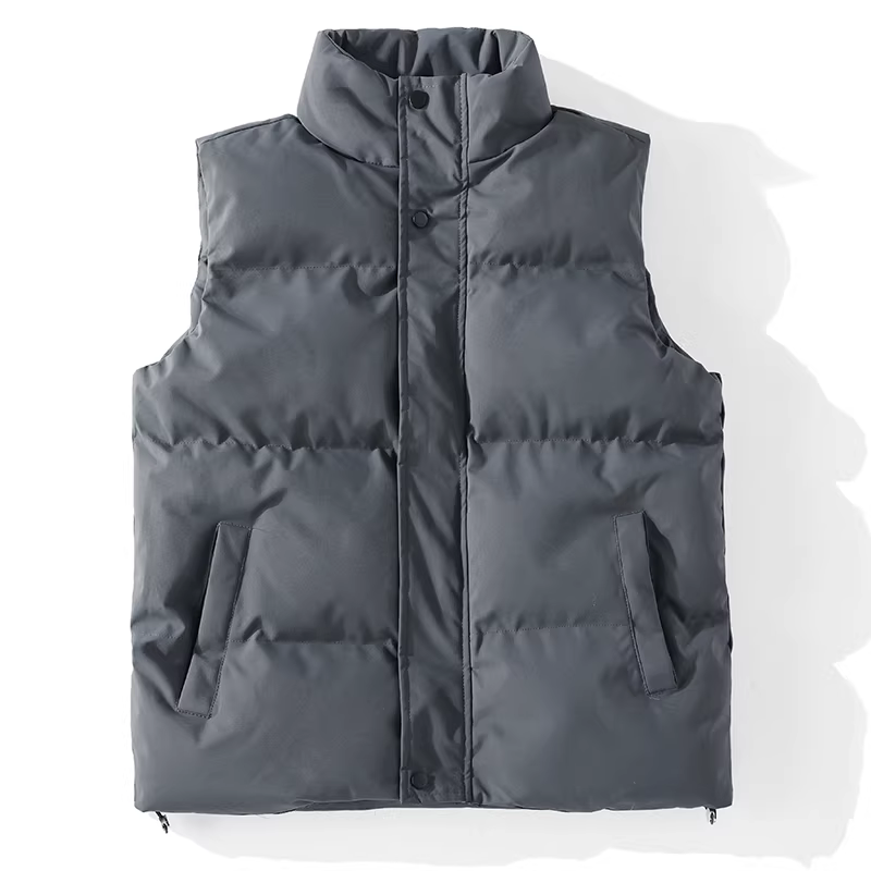 Áo vest nam cotton cổ đứng, không tay, ấm áp cho mùa thu đông, kiểu dáng mới, hợp thời trang.