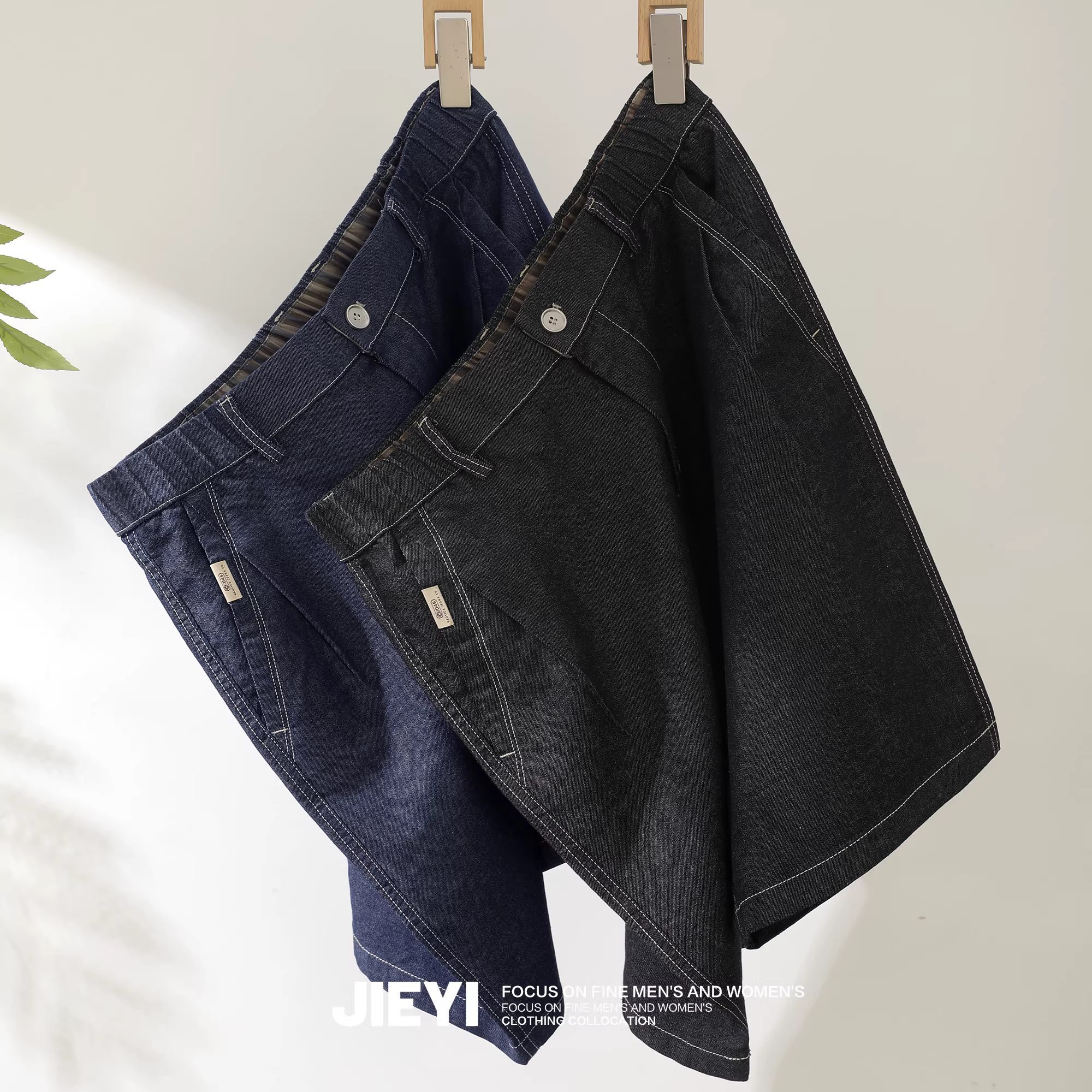 Quần short nam vintage phong cách thời thượng, chất liệu cotton, đường may lộ, dáng dài trung bình, lưng thun, ống thẳng, thích hợp cho mùa hè