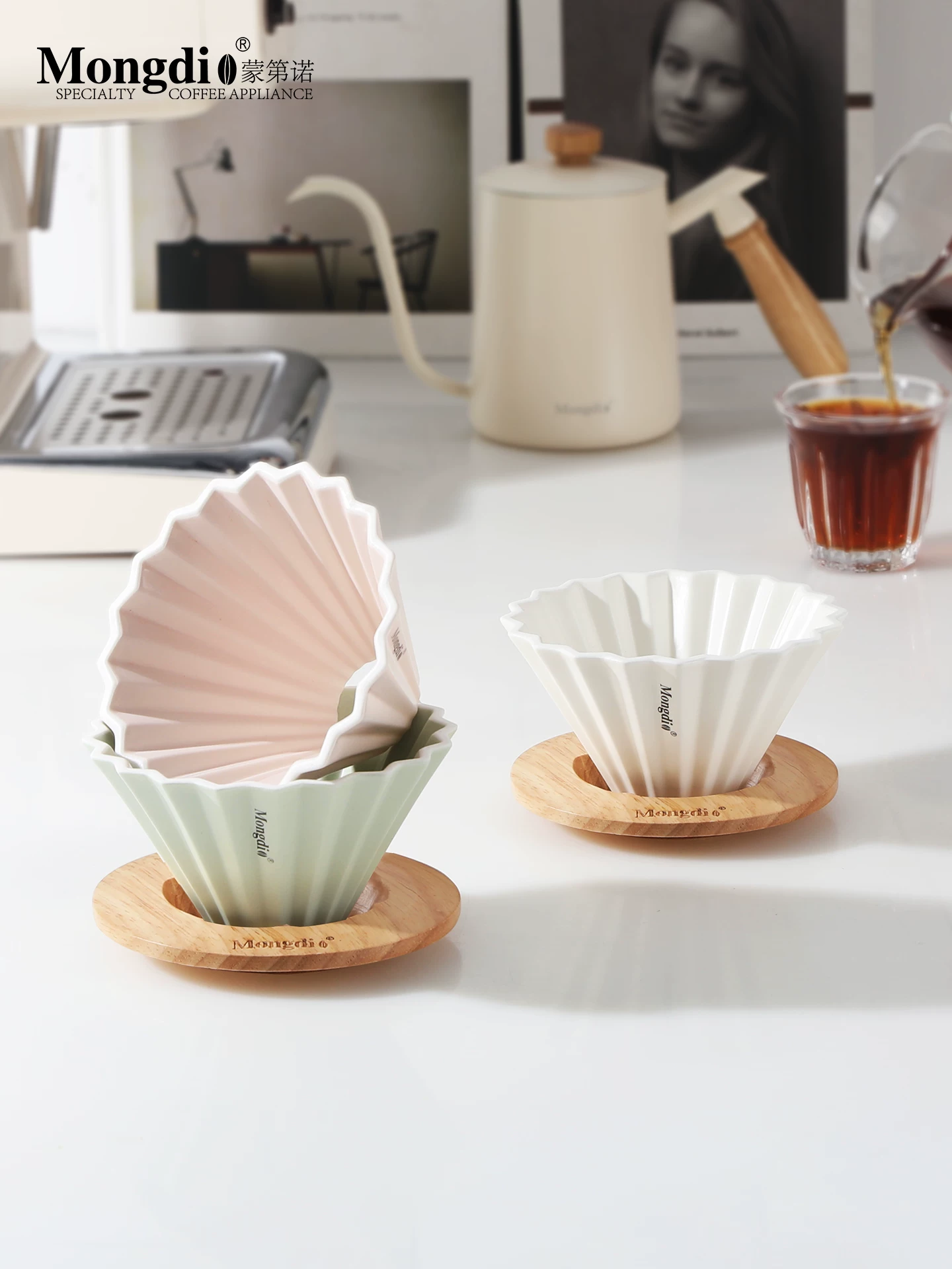Cốc lọc cà phê Mongdio pha cà phê thủ công bằng gốm sứ cốc lọc origami cốc lọc hình chữ V phễu cà phê dụng cụ pha cà phê