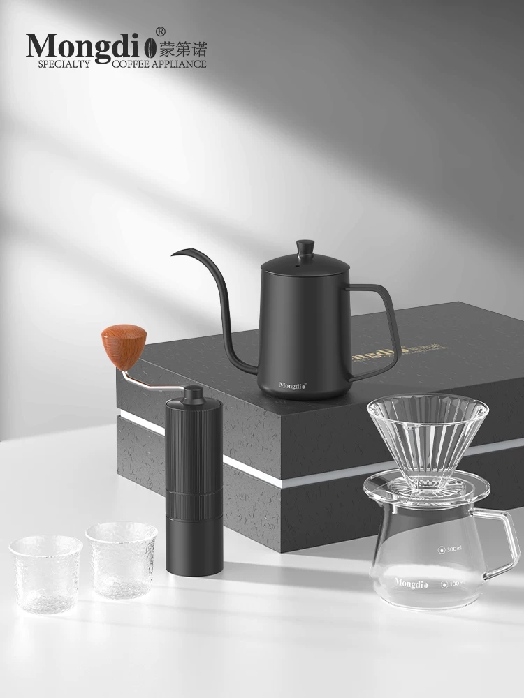 Bộ ấm pha cà phê thủ công Mongdio, máy pha cà phê, máy xay cà phê bằng tay, ấm chia sẻ, dụng cụ pha cà phê thủ công, hộp quà tặng