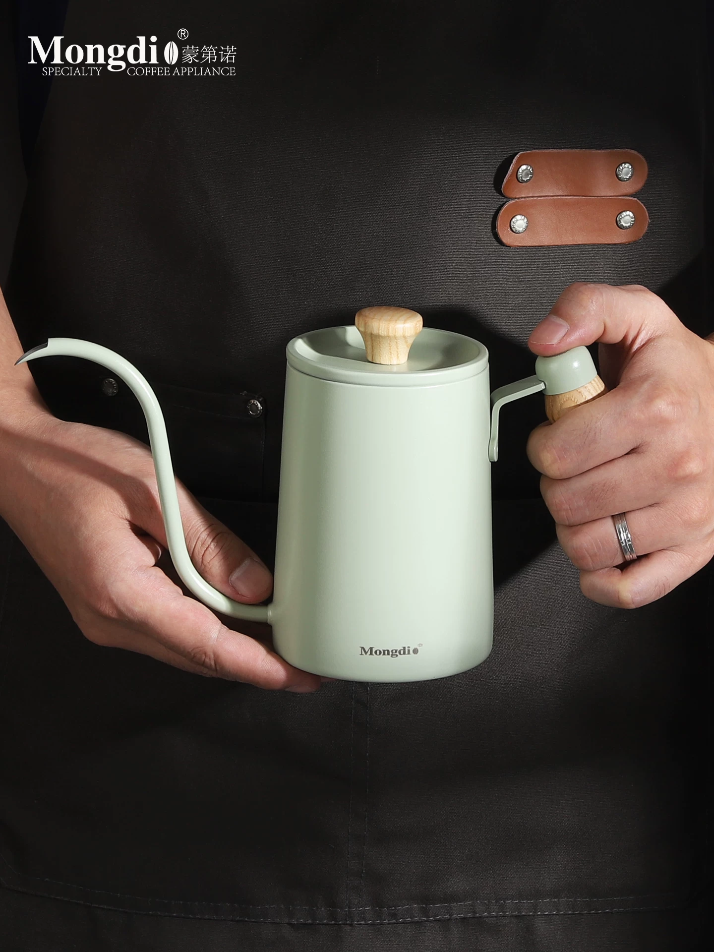 Ấm pha cà phê kiểu Pour-over, ấm pha cà phê kiểu Pour-over có vòi dài, tay cầm bằng gỗ, thép không gỉ, ấm pha cà phê kiểu Pour-over có vòi hẹp.