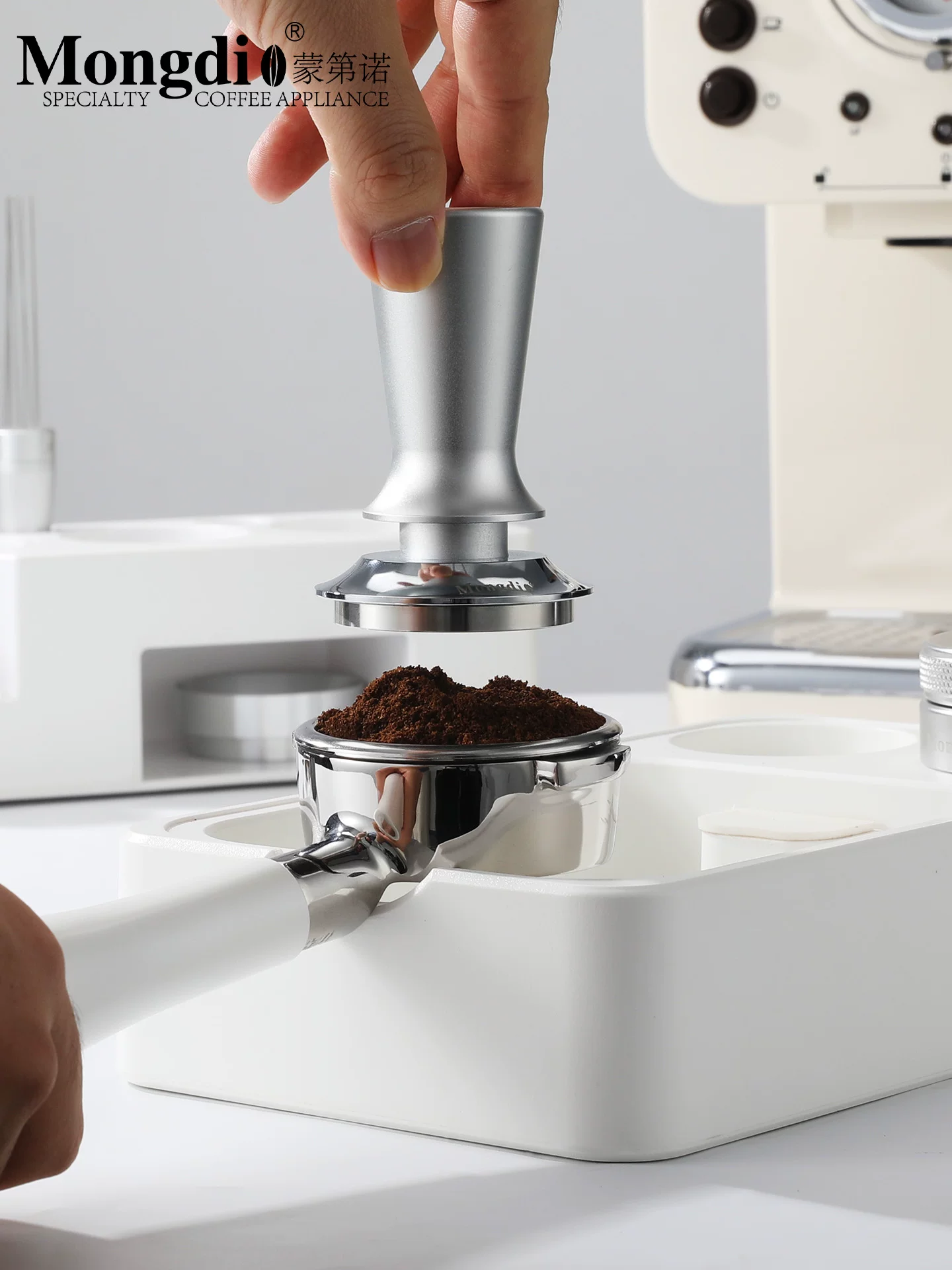 Bộ dụng cụ pha cà phê Mongdio có đế, dụng cụ nén cà phê, bộ ba món, hộp đựng bã cà phê, dụng cụ pha cà phê, bộ đầy đủ