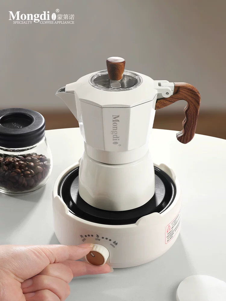 Bộ pha cà phê Moka pot hai van Mongdio, máy pha cà phê espresso, máy pha cà phê Moka, bình pha cà phê