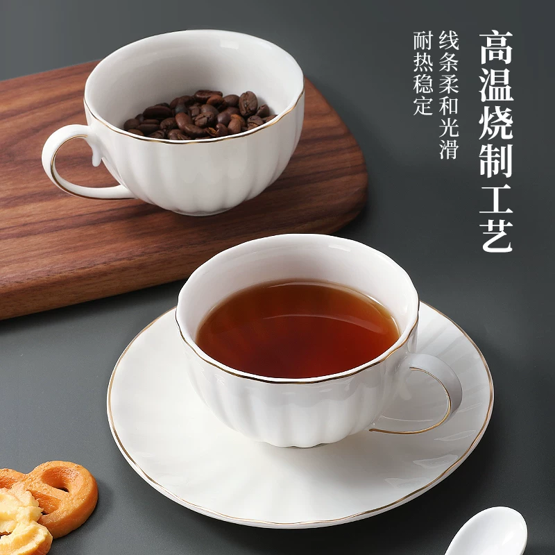 Cốc cà phê Mongdio cao cấp tinh tế cốc gốm sứ kiểu Anh cốc trà chiều kiểu Anh cốc bí ngô cốc cà phê và bộ đĩa lót