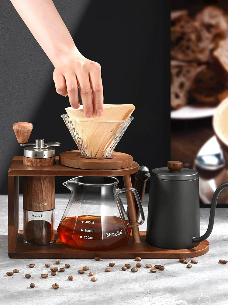 Bộ pha cà phê đổ nước Mongdio, máy xay cầm tay, giá để đồ quay tay, bộ ấm pha cà phê đổ nước hoàn chỉnh