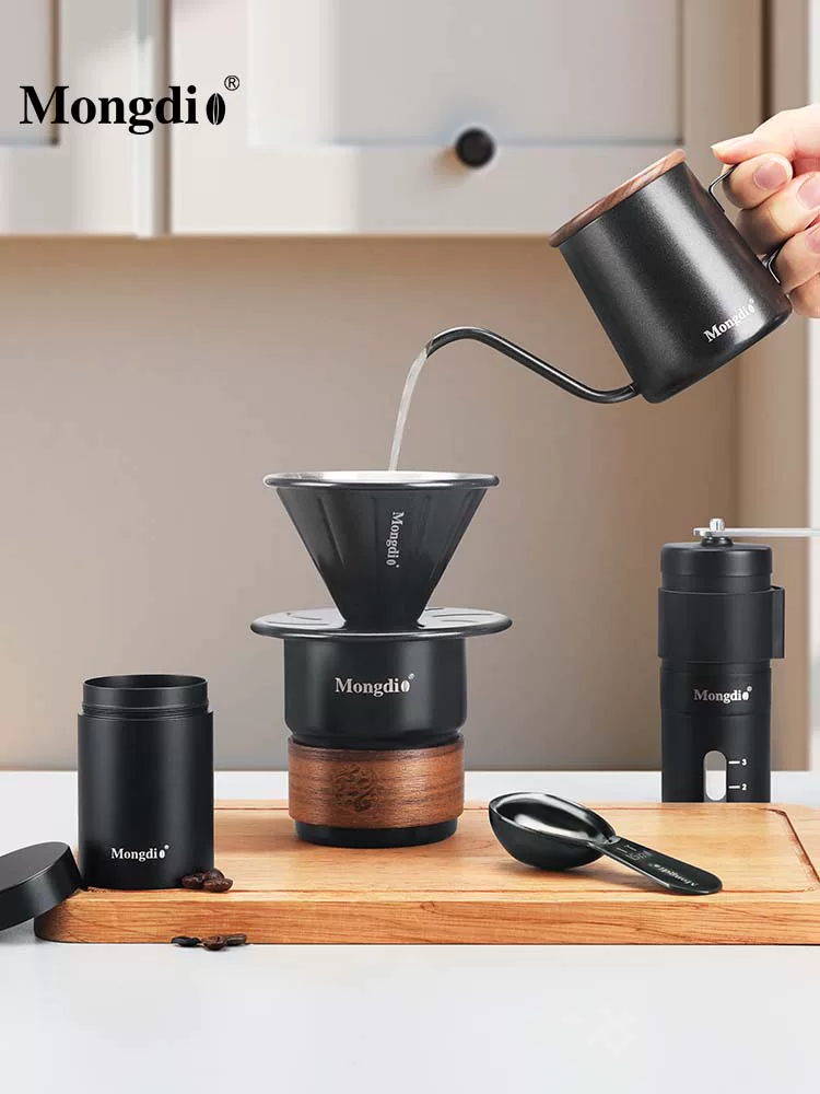 Bộ ấm pha cà phê thủ công Mongdio du lịch ngoài trời cắm trại thiết bị pha cà phê di động máy pha cà phê dụng cụ hộp quà tặng