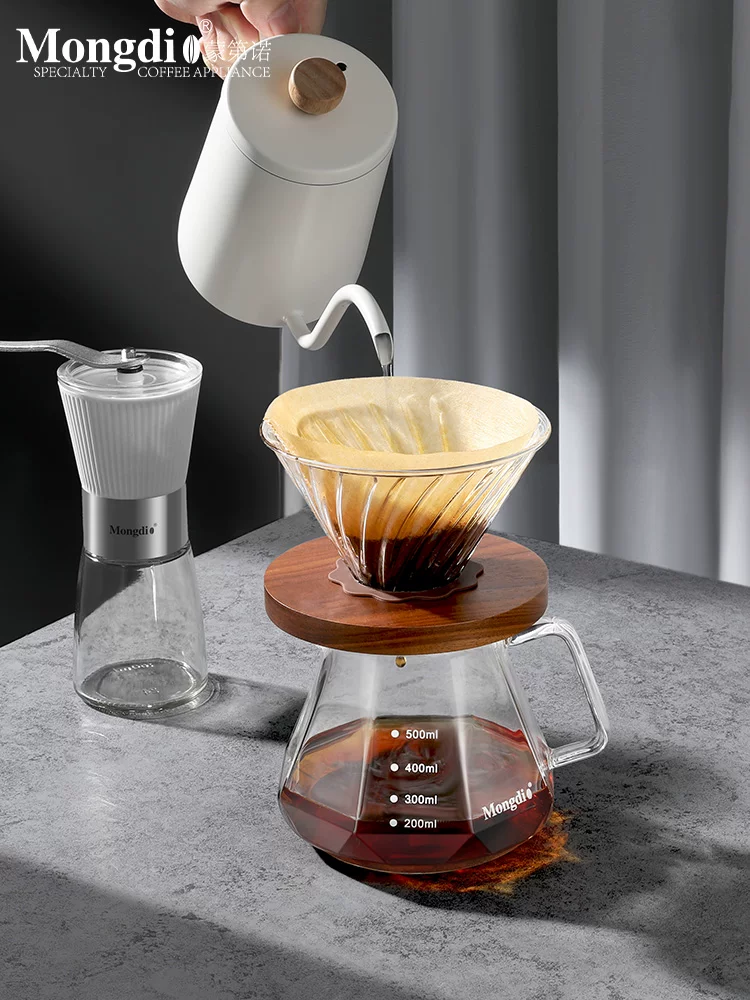 Bộ ấm pha cà phê Mongdio, máy xay cà phê cầm tay, máy pha cà phê quay tay, ấm pha cà phê, dụng cụ pha cà phê