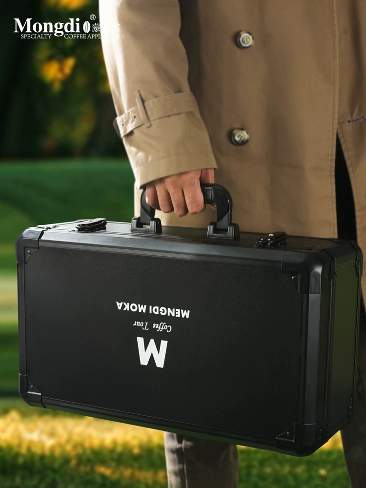 Bộ ấm pha cà phê Moka hai van Mongdio, hộp quà tặng, ấm pha cà phê thủ công, dụng cụ pha cà phê ngoài trời, thiết bị cắm trại, dụng cụ bảo quản