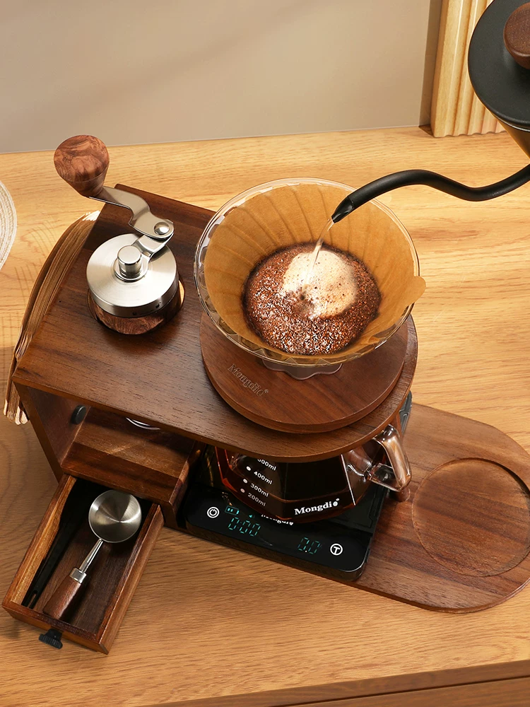 Bộ ấm pha cà phê Mongdio, máy xay cà phê cầm tay, giá để đồ quay tay, thiết bị pha cà phê bằng ấm rót