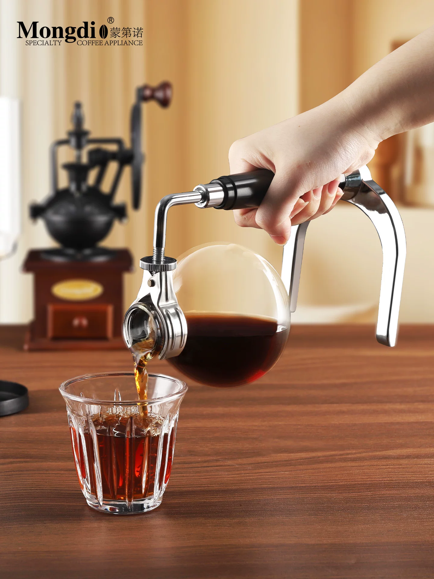 Bộ pha cà phê kiểu siphon Mongdio, ấm pha cà phê kiểu siphon, bộ pha cà phê gia dụng, ấm pha cà phê kiểu chưng cất, dụng cụ pha cà phê