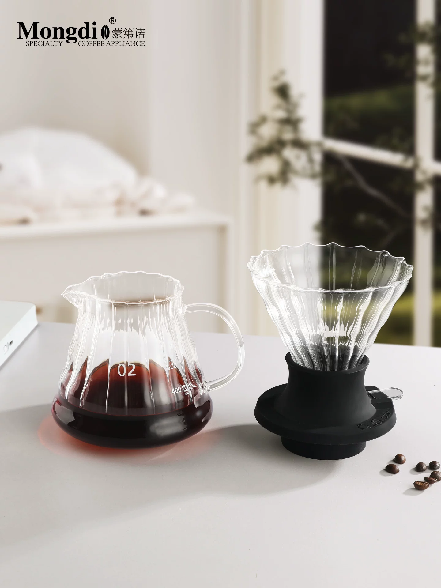 Bộ lọc cà phê thông minh Mongdio cốc lọc cà phê v60 cốc lọc thủy tinh phễu lọc cà phê pha bằng tay bộ chia sẻ cà phê